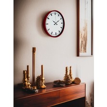 By Nevser 36 cm Kırmızı Sade Dekoratif Duvar Saati