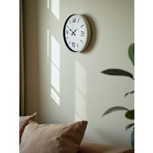 By Nevser 36 cm Krem Modern Dekoratif Duvar Saati