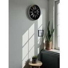 By Nevser 36 cm Dekoratif Gri Duvar Saati