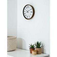 By Nevser 36 cm Kahverengi Dekoratif Duvar Saati