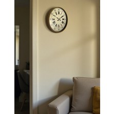 By Nevser 36 cm Kahverengi Retro Duvar Saati