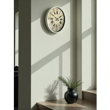 By Nevser 36 cm Krem Retro Tasarım Duvar Saati