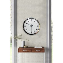 By Nevser Modern Klasik 40 cm Krom Metal Duvar Saati
