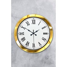 By Nevser 36 cm Gold Metal Roma Rakamlı Duvar Saati