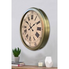 By Nevser 52 cm Eskitme Metal Roma Rakamlı Duvar Saati