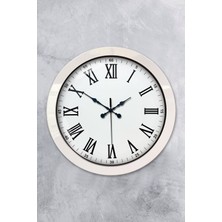 By Nevser 36 cm Beyaz Metal Roma Rakamlı Duvar Saati