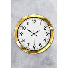 By Nevser 36 cm Gold Metal Standart Duvar Saati