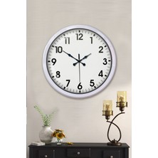 By Nevser White Classic Modern 52 cm Metal Duvar Saati