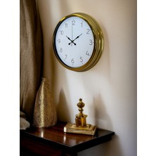By Nevser Elegance Gold 40 cm Metal Dekoratif Tasarım Duvar Saati