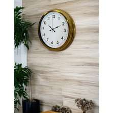By Nevser Classic White Gold 40 cm Metal Duvar Saati
