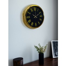 By Nevser Noble Gold Black 40 cm Metal Duvar Saati