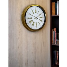 By Nevser Royal Gold 40 cm Metal Duvar Saati