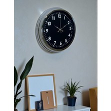 By Nevser Klasik 40 cm Krom Şık Metal Duvar Saati