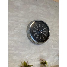 By Nevser Dark Elegance 40 cm Metal Krom Duvar Saati