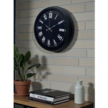 By Nevser Luxury Black 40 cm Metal Duvar Saati