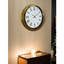 By Nevser Royal White Gold 40 cm Metal Duvar Saati