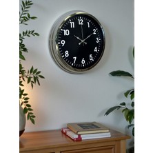 By Nevser Modern 40 cm Metal Krom Standart Duvar Saati