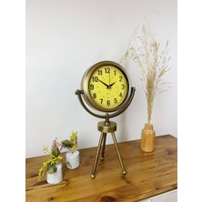 By Nevser Retro Antique Üç Ayaklı Metal Eskitme Masa Saati