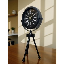 By Nevser Heritage Black Üç Ayaklı Metal Masa Saati