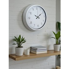 By Nevser Sade Tasarım Beyaz 40 cm Metal Standart Duvar Saati