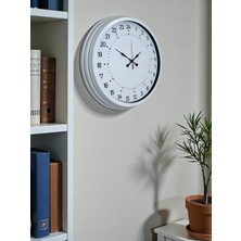 By Nevser Beyaz 40 cm Metal 24 Saat Göstergeli Özel Tasarım Duvar Saati