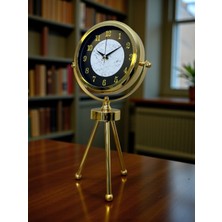 By Nevser Golden Marble Üç Ayaklı Metal Masa Saati