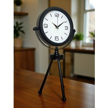 By Nevser Black Elegant Metal Üç Ayaklı Masa Saati