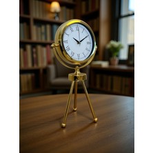 By Nevser Saray Zarafeti Gold Tripod Üç Ayaklı Metal Masa Saati