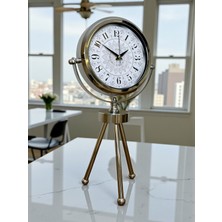 By Nevser Krom Motif Tasarım Üç Ayaklı Metal Masa Saati