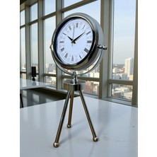 By Nevser Asalet Krom Üç Ayaklı Metal Masa Saati