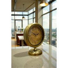 By Nevser Retro Eskitme 25 x 20 cm Metal Şık Masa Saati