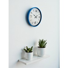 By Nevser 36 cm Mavi Dekoratif Duvar Saati