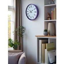 By Nevser 36 cm Mor Roma Rakamlı Dekoratif Duvar Saati