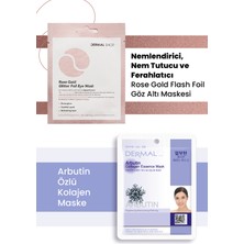 Dermal 3 Katmanlı Rose Gold Göz Maskesi ve Beyazlatıcı, Nemlendirici ve Arındırıcı Arbutin Kolajen Maske Seti