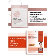 3 Katmanlı Rose Gold Göz Maskesi ve Arındırıcı, Serinletici, Sıkılaştırıcı Kırmızı Ginseng Özlü Kolajen Maske Seti