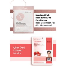 3 Katmanlı Rose Gold Göz Maskesi ve Aydınlatıcı ve Arındırıcı Çilek Özlü Kolajen Maske Seti