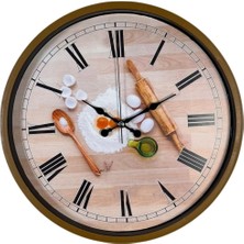 By Nevser Rustic Bakery Kitchen Kahverengi 36 cm Duvar Saati