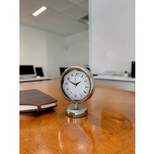 By Nevser Classic Series Silver 25 x 20 cm Metal Krom Masa Saati