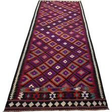 Zehra Abla Halı Yeni El Dokuma Benzersiz Geometrik Herki Yolluk Yün Kilim 7101