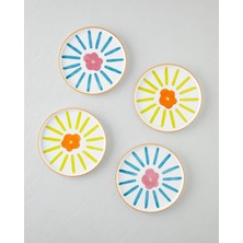 English Home Sunflowers Seramik 4'lü Pasta Seti 20 cm Renkli