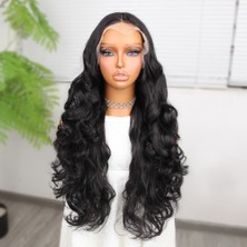 Bucuks Gür Yoğun Su Dalgalı Siyah Fiber Sen Uzun Tül Peruk