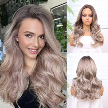 Bucuks Açık Kumral Platin Ombreli ve Işıltılı Bebek Lı Fiber Sen Tül Peruk