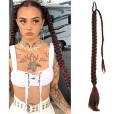 Bucuks Üçlü Örgülü Tokalı Bağlamalı At Kuyruğu / Çikolata Kahve