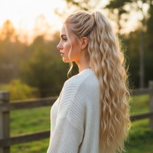 Bucuks Tokalı Kabarık Dalgalı At Kuyruğu / Balköpüğü Beyaz Platin Röfleli