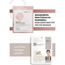 3 Katmanlı Rose Gold Göz Maskesi ve Aydınlatıcı, Nemlendirici Inci Özlü Kolajen Maske Seti
