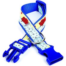 Bucuks Desenli Süslü Dokuma Köpek Boyun Tasması 1,5 x 25-40 cm Mavi