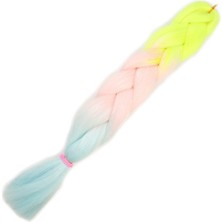 Bucuks Simli Neon Sarı / Şeker Pembe / Su Yeşili Ombreli Örgülük 100 Gr.