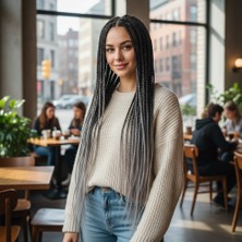 Bucuks Afrika Örgüsü ve Rasta Için Sen Ombreli / Siyah / Orta Ton Gri