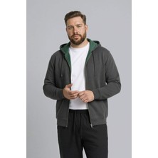 DeFacto %100 Pamuk Büyük Beden Kapüşonlu Fermuarlı Sweatshirt H2059AX26SP