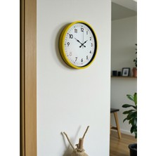By Nevser 36 cm Sarı Modern Dekoratif Duvar Saati